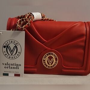New with Tags. Valentino Orlandi Red Handbag Clutch Purse. Made in Italy.